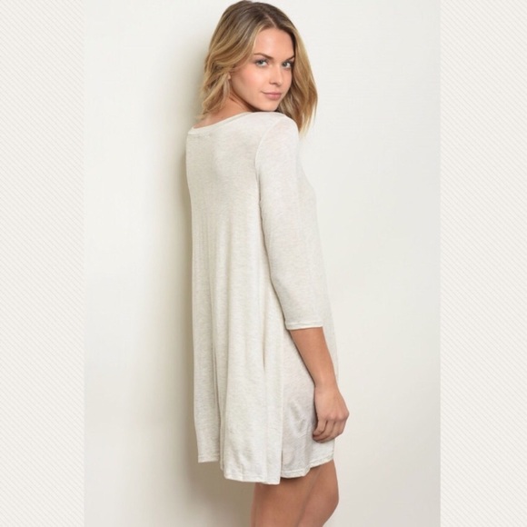 Heathered Oatmeal Cream Basic Tunic - Picture 3 of 4